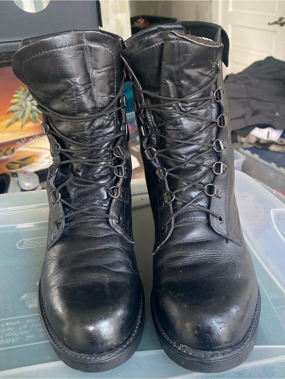 Addison Shoe Co Military Soft Toe Boots Mens 8 D Black Biltrite Vintage